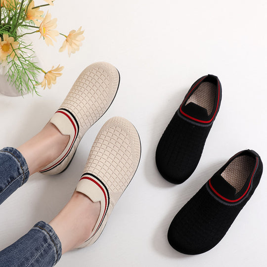 Damen atmungsaktive Slip-On Sneakers mit elastischem Kragen EB