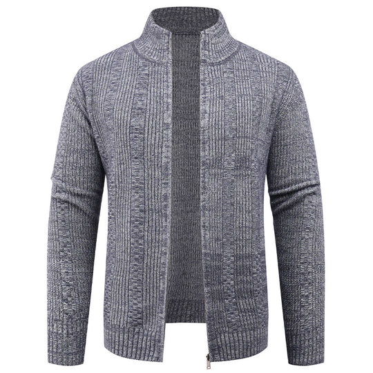Herren Strickpullover mit Stehkragen und durchgehendem Reißverschluss EB