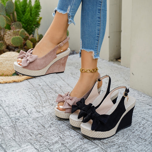 Damen Wedge-Pumps mit Schleifen Detail EB
