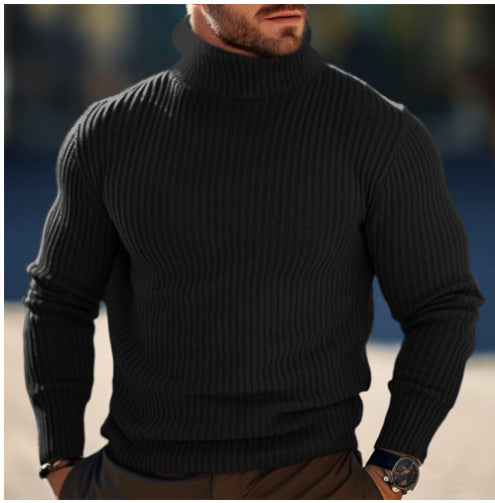 Herren nan gerippter Rollkragenpullover schmal geschnitten aus Feinstrick mit Stretch und thermoregulierender Wollmischung EB