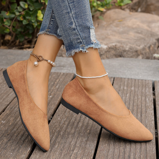 Damen Ballerinas im eleganten V-Ausschnitt und weichem Wildleder-Look EB