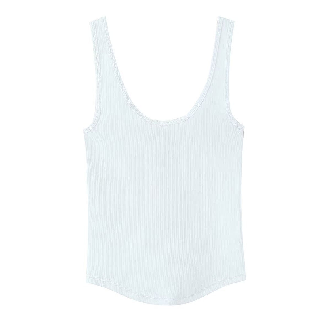 Damen hochwertiges Rippen-Top mit elegantem Rundhals und bequemer Passform EB