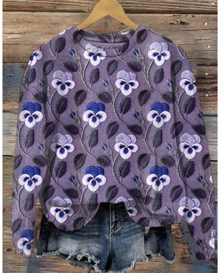 EB | Lässiger Pullover mit Blumenmuster