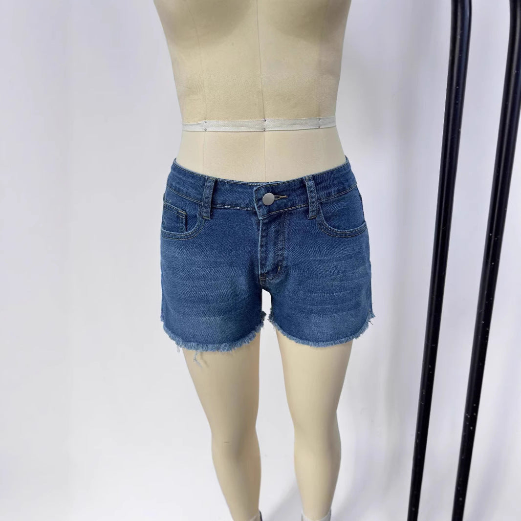 Damen Frayed Denim-Shorts im Vintage-Stil mit moderner Passform EB