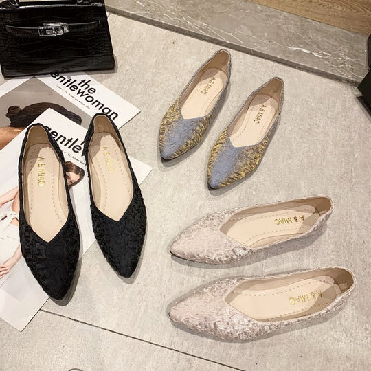 Damen Ballerinas mit spitz zulaufendem Design und strukturiertem Obermaterial EB