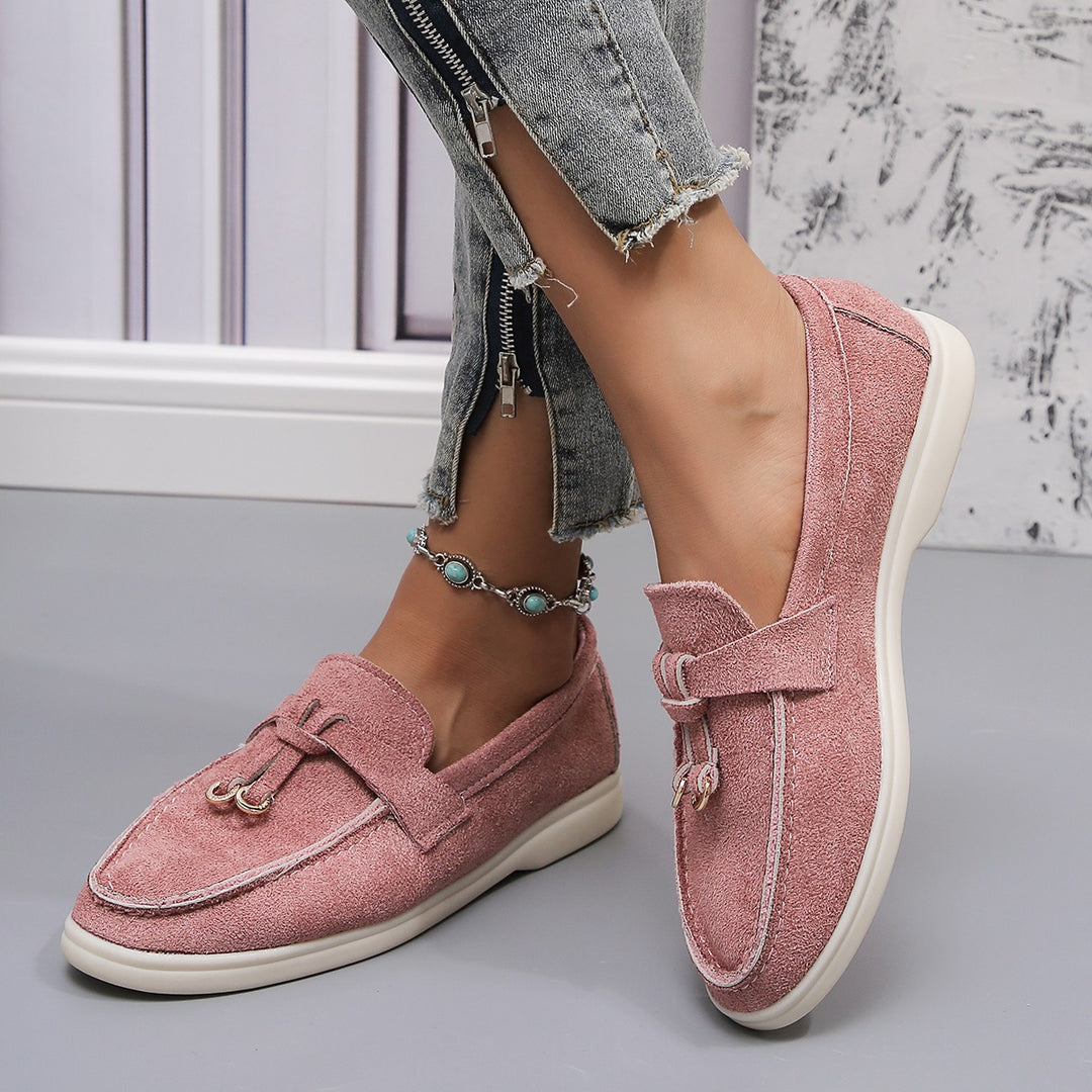 Damen Elegante Mokassins mit modischem Riemendesign und bequemer Dämpfung EB