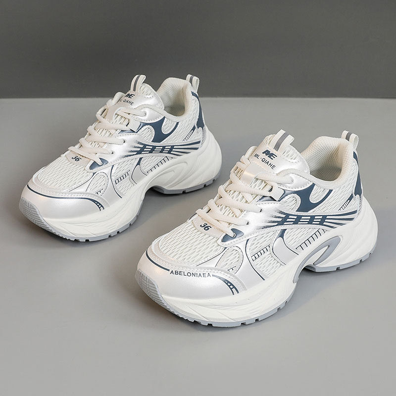 Damen Sportliche Sneaker mit atmungsaktivem Netz-Material und stoßdämpfender Sohle EB