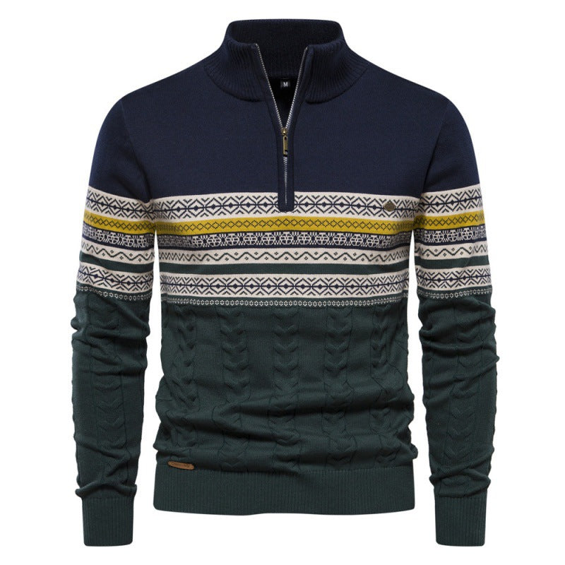 Herren modischer Pullover mit Reißverschluss und strukturiertem Design EB