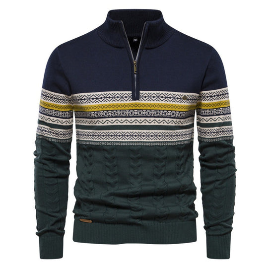 Herren modischer Pullover mit Reißverschluss und strukturiertem Design EB