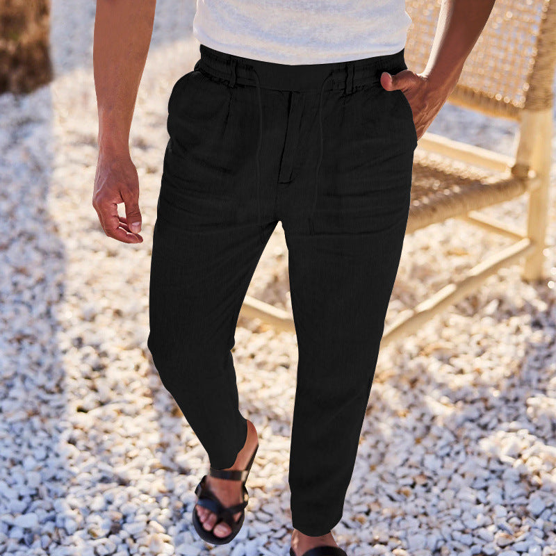 Herren lässige Freizeithose mit elastischem Bund und seitlichen Taschen EB