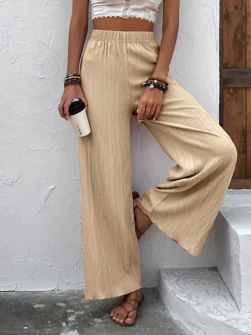 Damen Weite Plisséhose mit elastischem Bund und elegantem Fall EB