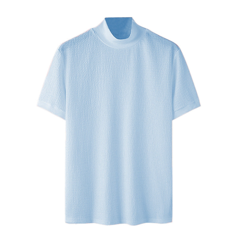 Herren nan Kurzarm Feinstrickshirt mit Stehkragen EB