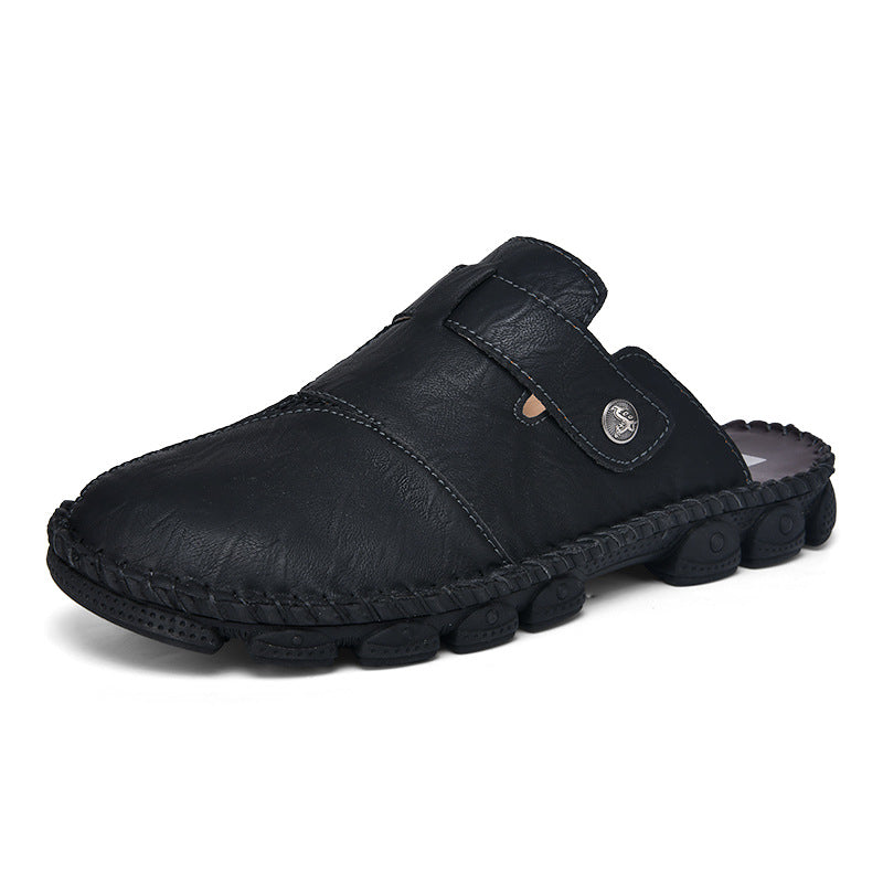 Damen Komfortable Leder-Mules mit verstellbarem Riemen EB