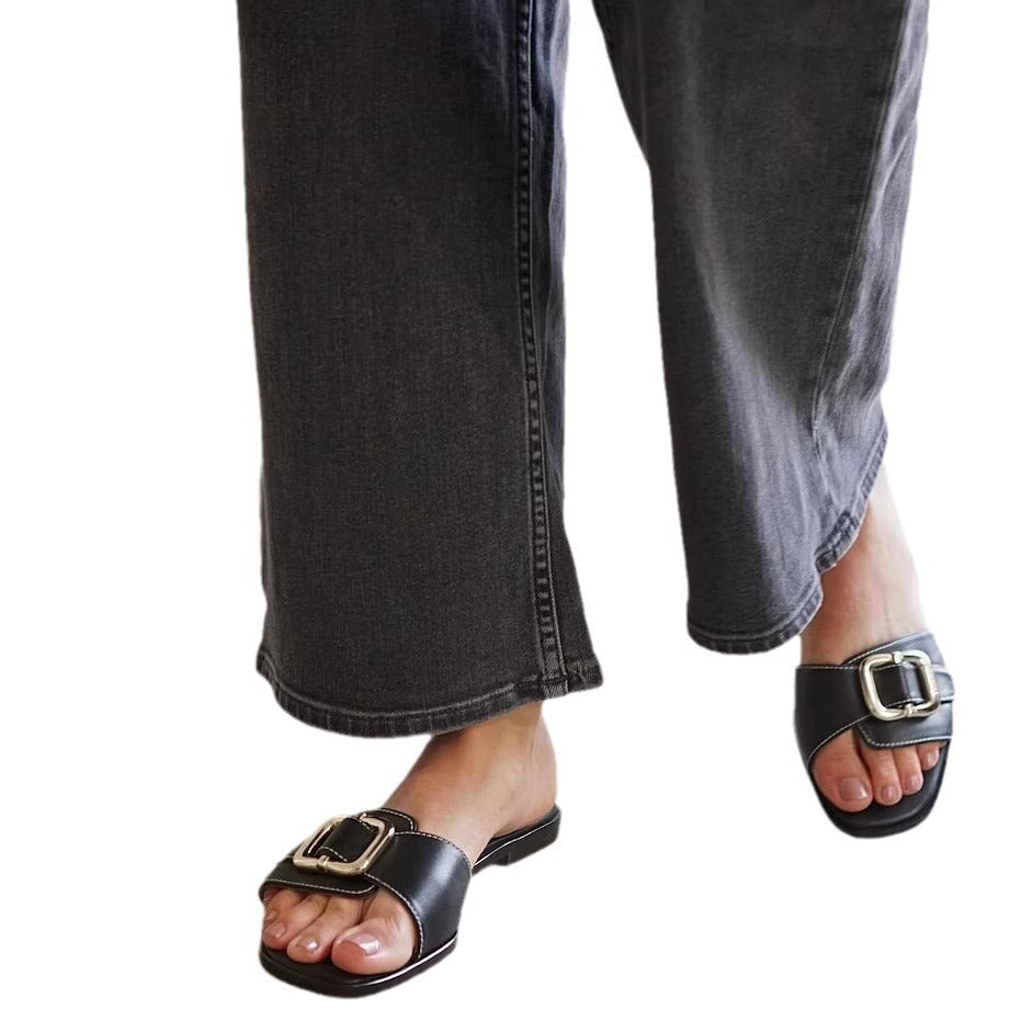 Damen elegante Mules mit modischem Schnallenakzent EB