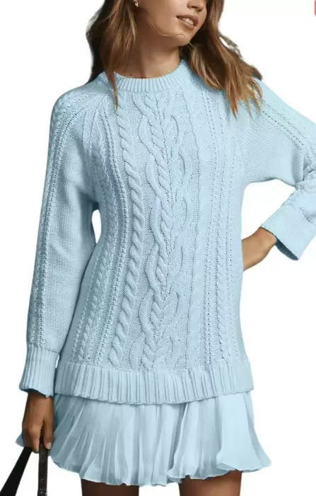 Damen nan Kabelstrick-Pullover mit Tunika-Schnitt, Zopfmuster und Rippbündchen EB