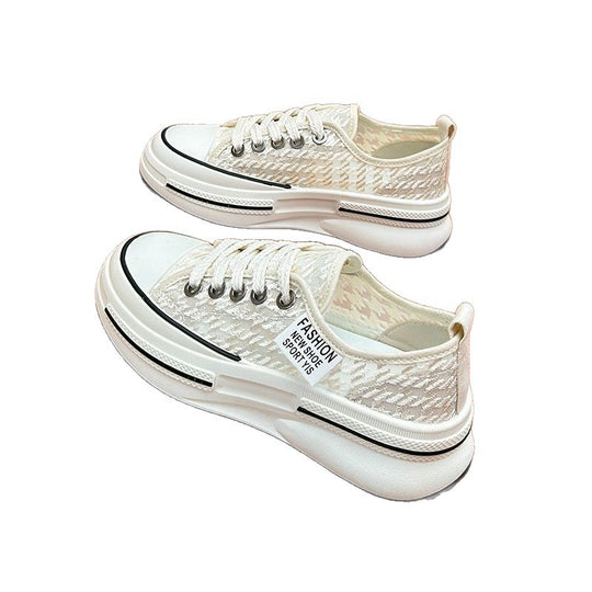 Damen Modische Plateau-Sneaker mit eleganter Textur und atmungsaktiver Oberflächenstruktur EB
