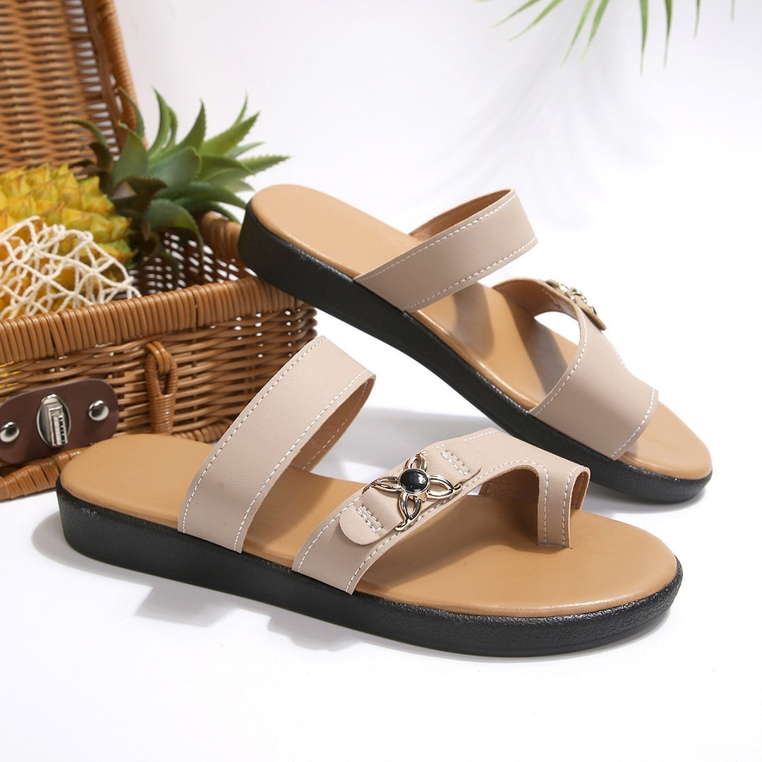 Damen Bequeme Sandalen mit funkelndem Schmuckdetail EB