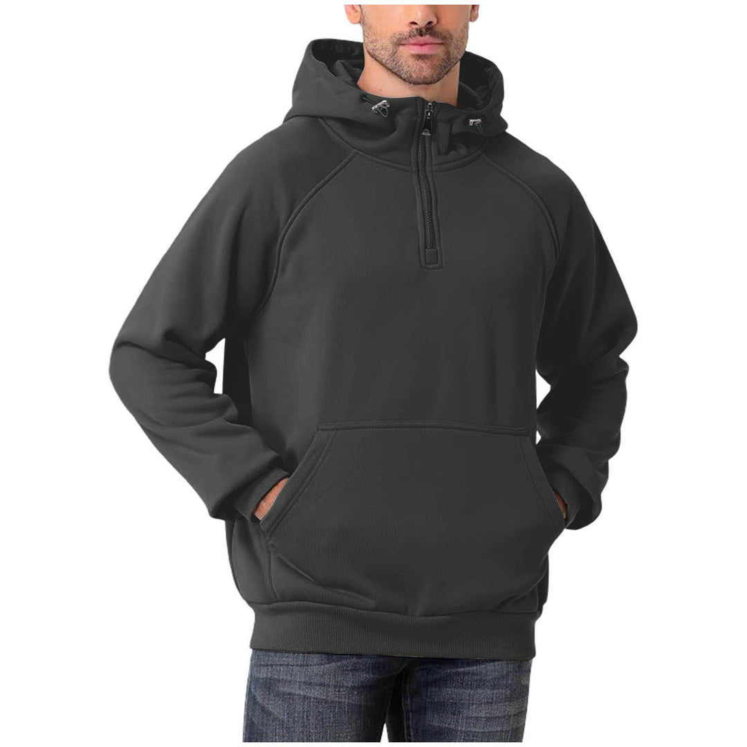 Herren nan Halbzip-Hoodie mit verstellbarer Kapuze, Kängurutasche und Raglanärmeln EB