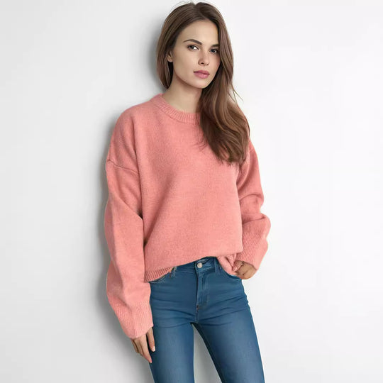 Damen lässiger Strickpullover mit weitem Schnitt und maximalem Komfort EB