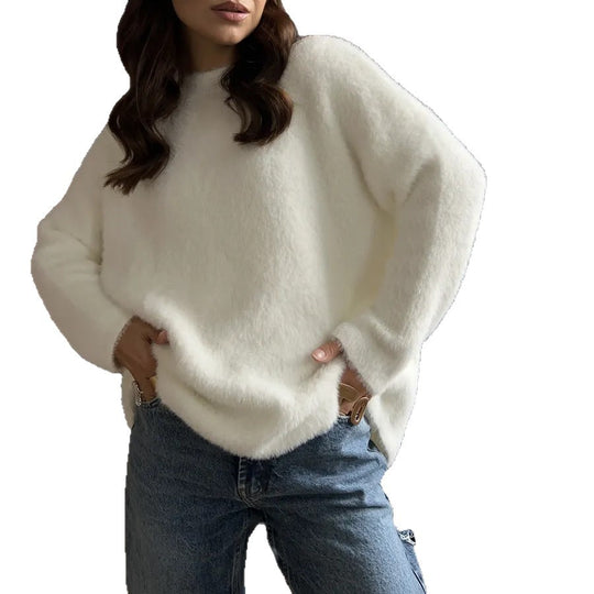 Damen Flauschiger Oversize-Pullover im Angora-Look mit kastiger Silhouette EB
