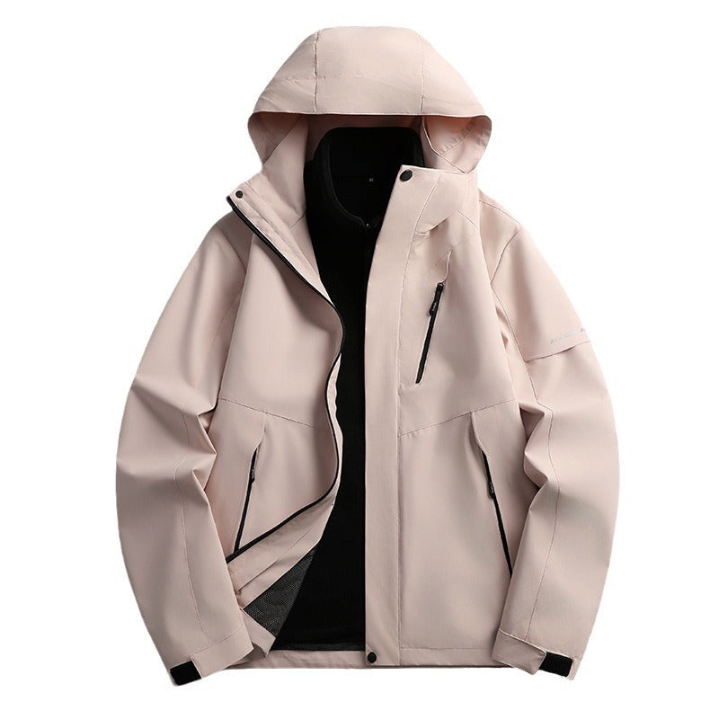 Damen wasserdichte Softshell Outdoorjacke mit Kapuze atmungsaktive Membran EB