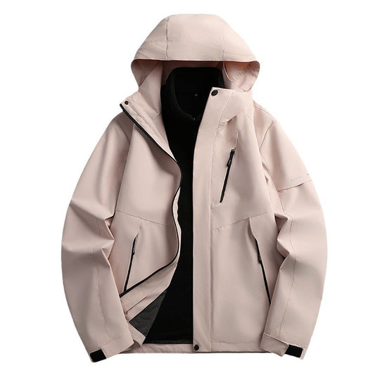 Damen wasserdichte Softshell Outdoorjacke mit Kapuze atmungsaktive Membran EB