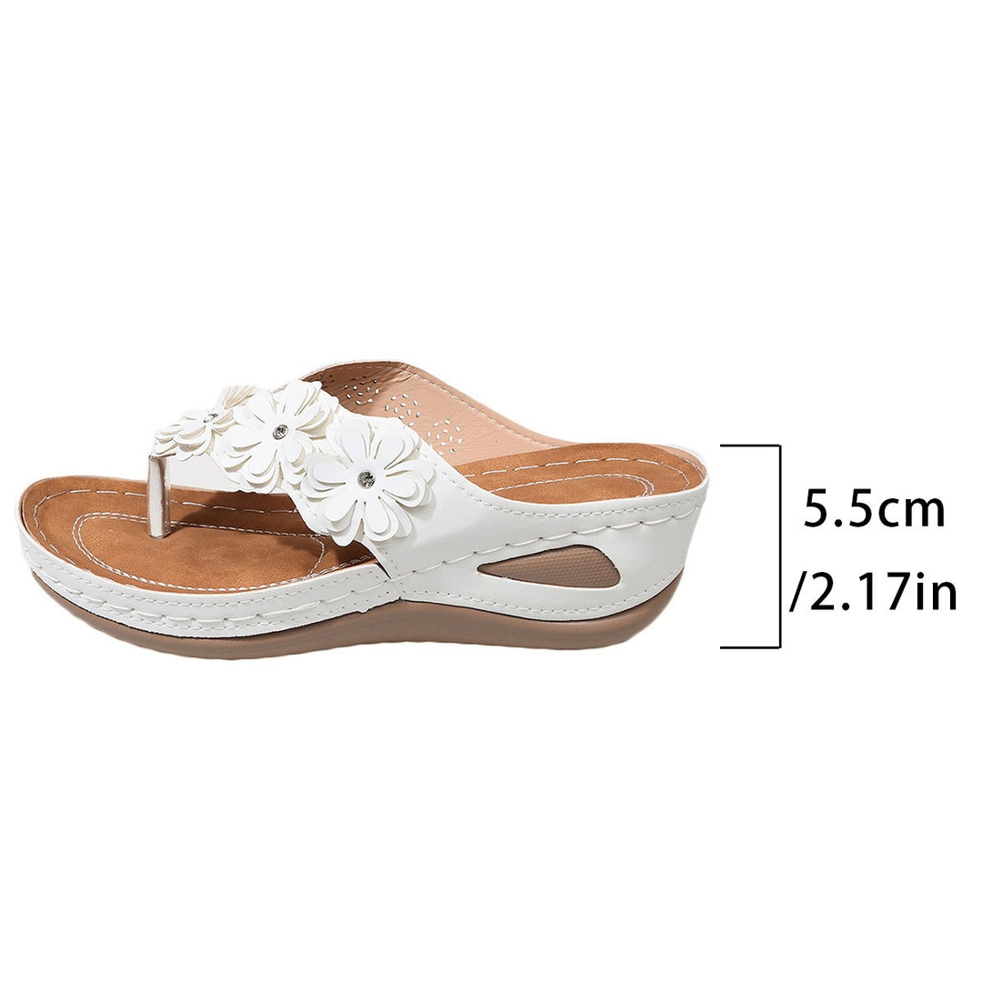 Damen Wedge-Pantoletten mit floralen Details und komfortablem Fußbett EB