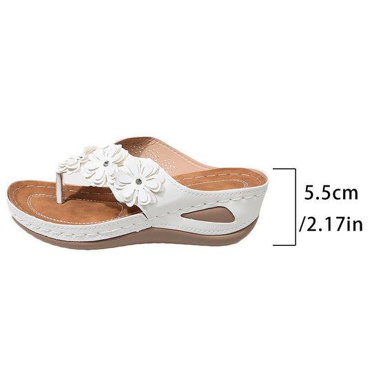 Damen Wedge-Pantoletten mit floralen Details und komfortablem Fußbett EB