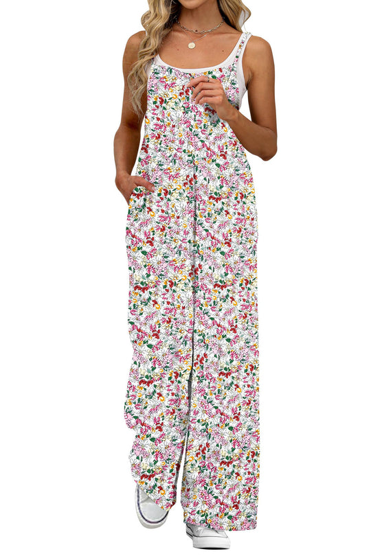 Damen Lässiger Jumpsuit mit floralen Mustern und praktischen Taschen EB