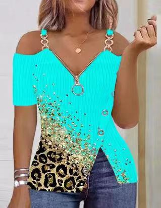 Damen Modisches Oberteil mit asymmetrischem Schnitt und Glitzerdetails EB