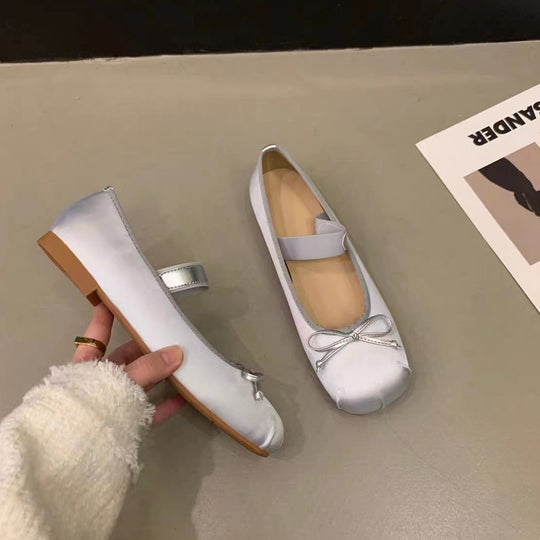 Damen Ballerinas mit anpassbarem Riemchen und eleganter Schleifenapplikation EB