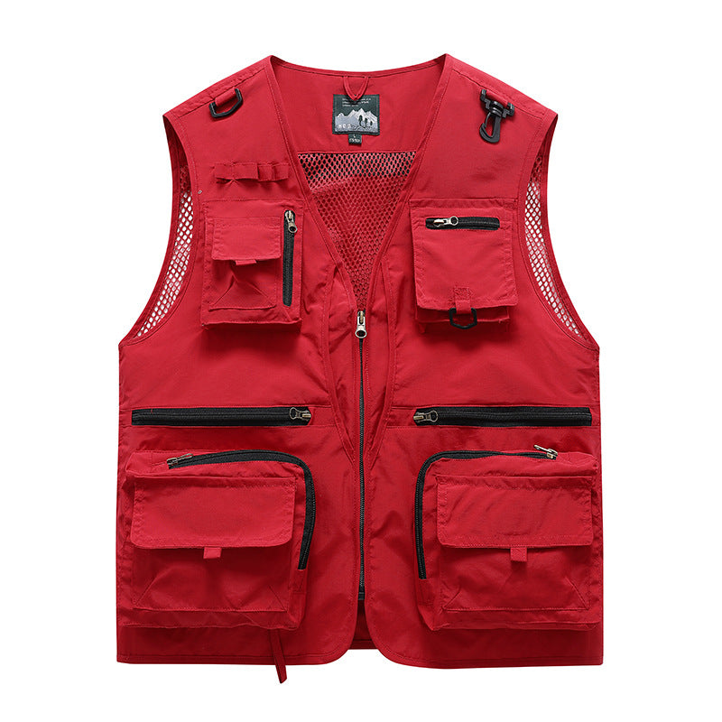 Unisex multifunktionale Utility-Weste mit zahlreichen Taschen, D‑Ringen und atmungsaktivem Mesh EB