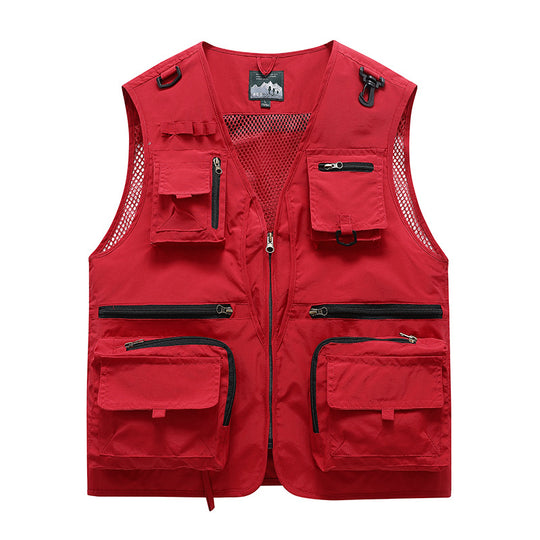 Unisex multifunktionale Utility-Weste mit zahlreichen Taschen, D‑Ringen und atmungsaktivem Mesh EB