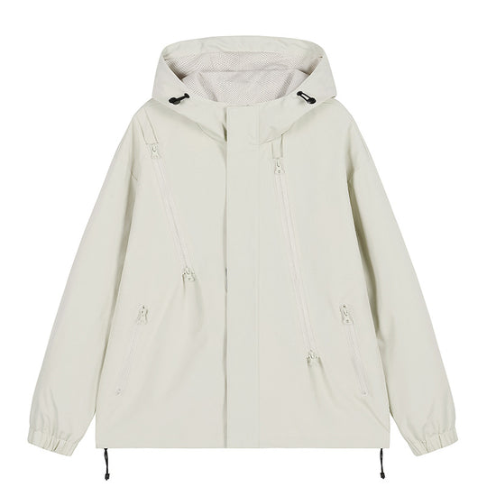 Herren nan technische Kapuzenjacke mit wasserabweisendem Softshell, schrägen Reißverschlusstaschen und verstellbarem Saum EB