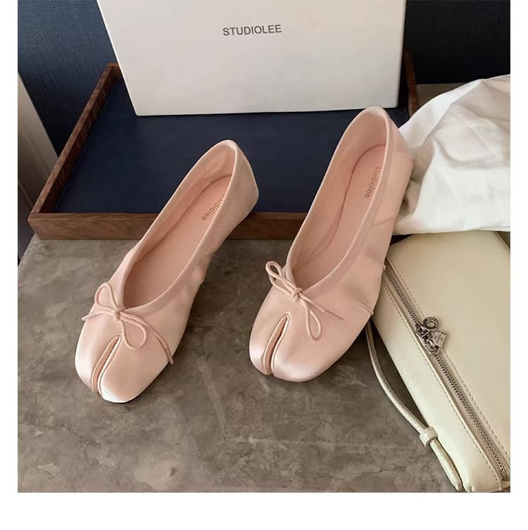Damen Ballerinas mit modischem Punkte-Design und dekorativem Schleifenakzent EB