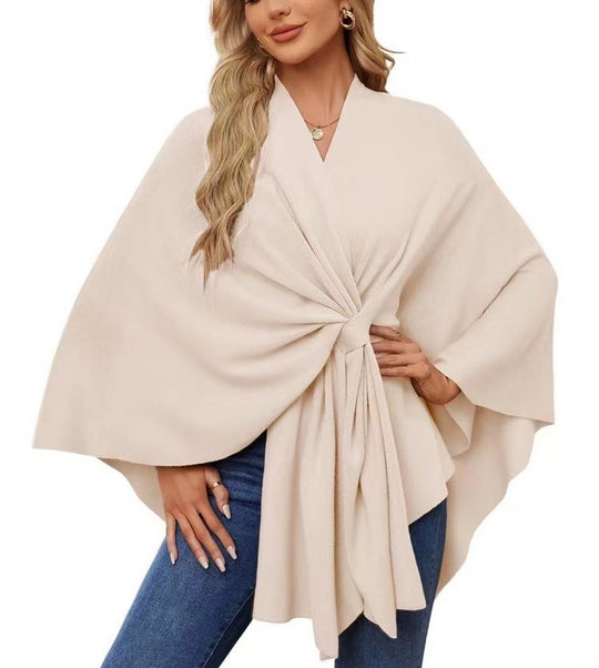 Damen Eleganter Wickelpullover mit asymmetrischem Schnitt EB