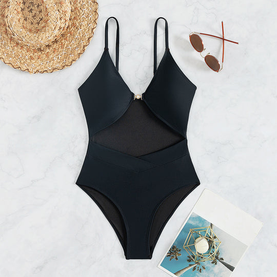 Damen Eleganter Monokini mit Cut-Outs und Ring-Detail EB