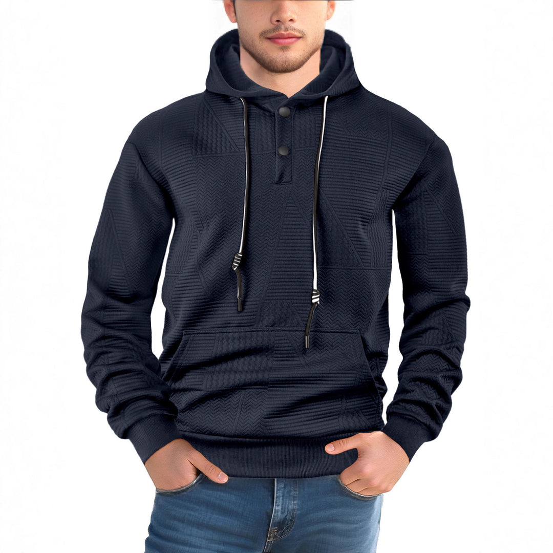 Herren modischer Kapuzenpullover mit strukturiertem Gewebe und Knopfleiste EB