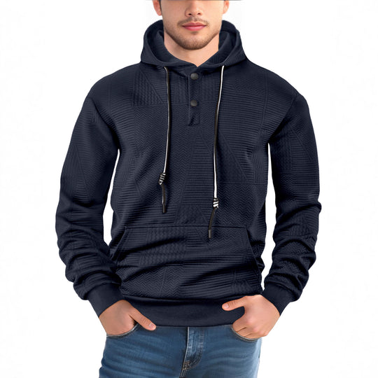 Herren modischer Kapuzenpullover mit strukturiertem Gewebe und Knopfleiste EB