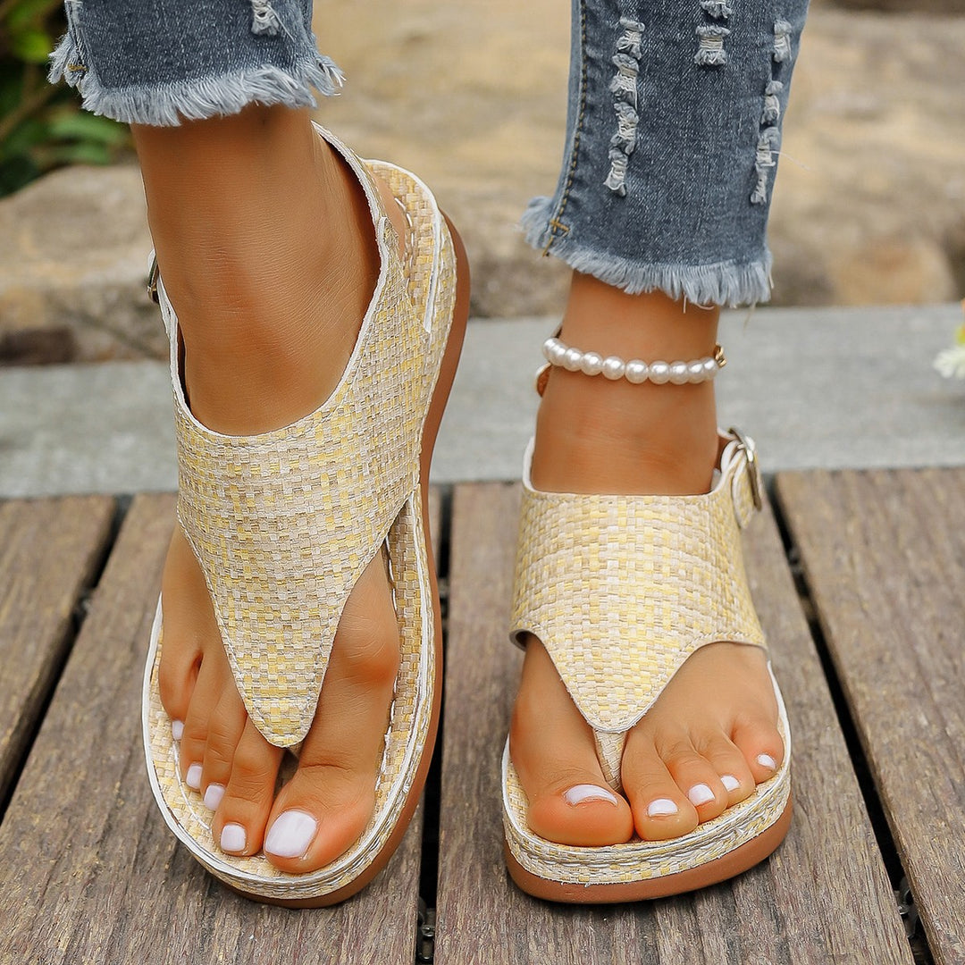 Damen komfortable Keil-Sandalen mit verstellbaren Riemen EB
