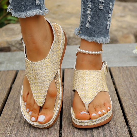 Damen komfortable Keil-Sandalen mit verstellbaren Riemen EB