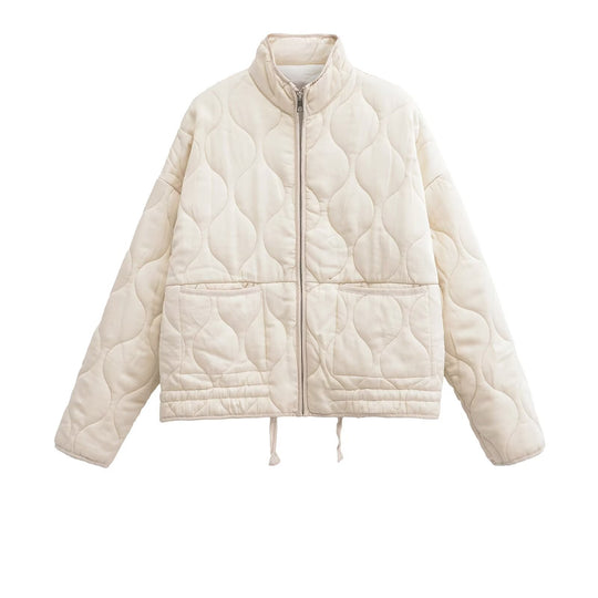 Damen gesteppte Übergangsjacke mit hohem Kragen und praktischen Taschen EB