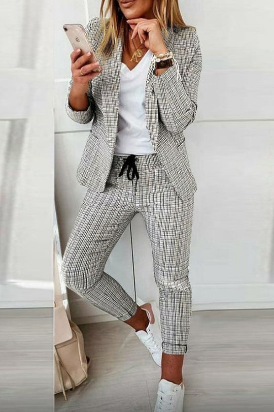 EB | Karo Blazer Mantel & Kordelzughose Satz