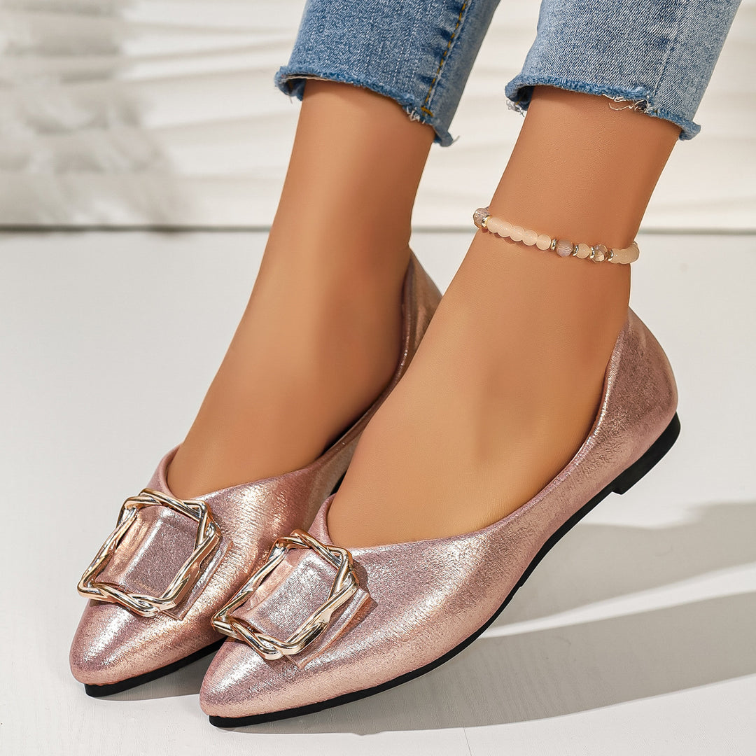 Damen elegante Ballerinas mit Dekorativem Schmuckdetail EB