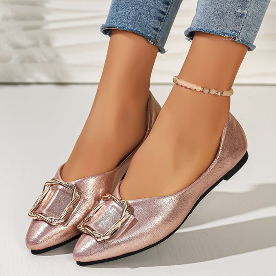 Damen elegante Ballerinas mit Dekorativem Schmuckdetail EB
