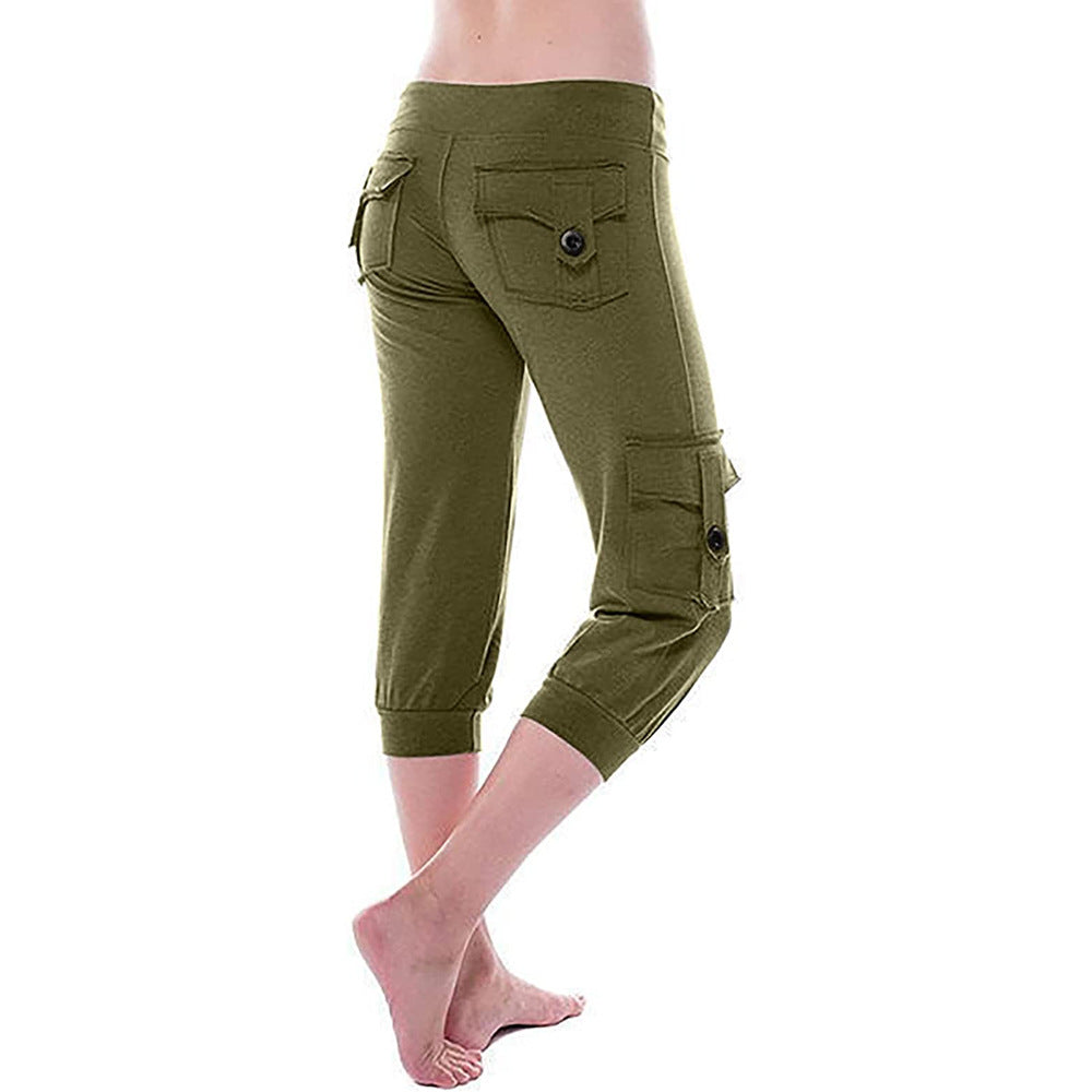 Damen Praktische Freizeithose mit seitlichen Taschen und verstellbarem Bund EB