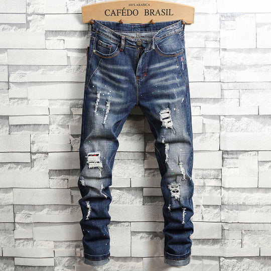 Herren Ripped Denim Jeans im urbanen Style EB