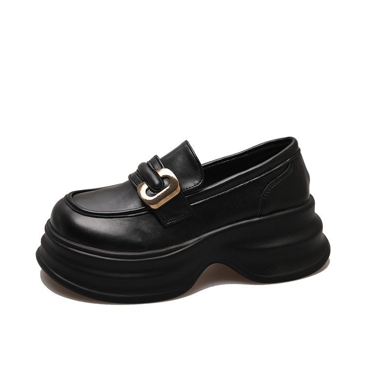 Damen modische Loafers mit dekorativer Schnalle und voluminöser Sohle EB