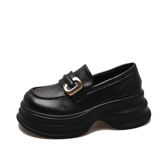 Damen modische Loafers mit dekorativer Schnalle und voluminöser Sohle EB