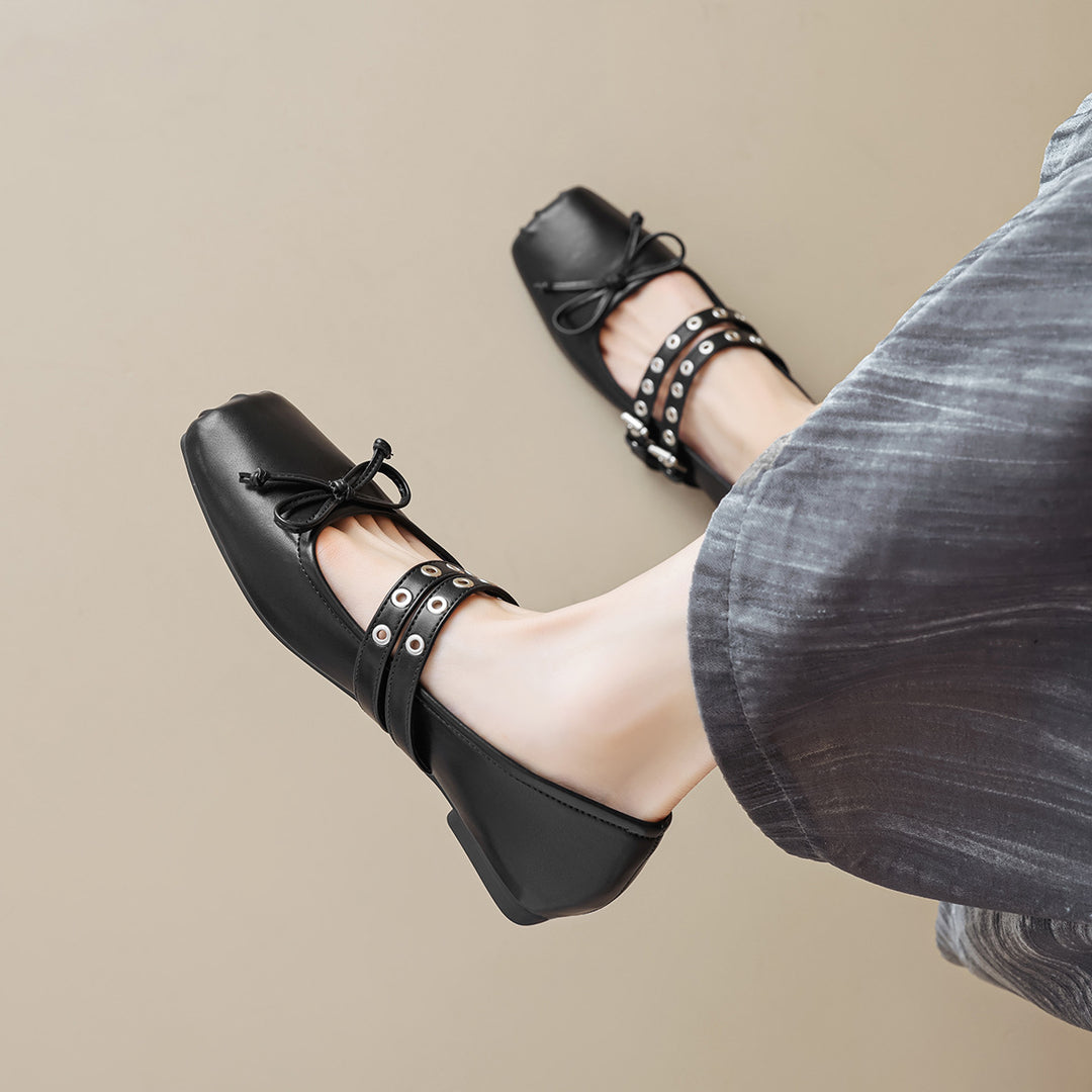 Damen Ballerinas mit modischen Schnallen und elegantem Schnitt EB